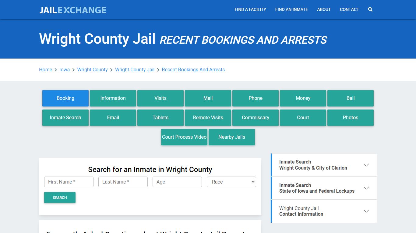 Wright County Jail IA Recent Arrests and Bookings - Jail Exchange