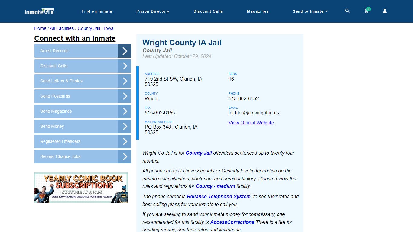 Wright County IA Jail - Inmate Locator